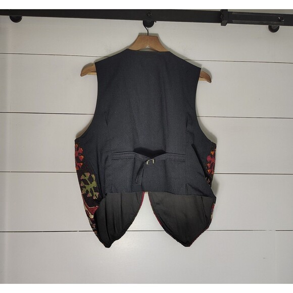 Vtg Kilim Wool Tapestry Vest Southwestern Tribal Boho Folk Waistcoat M L - Picture 3 of 6